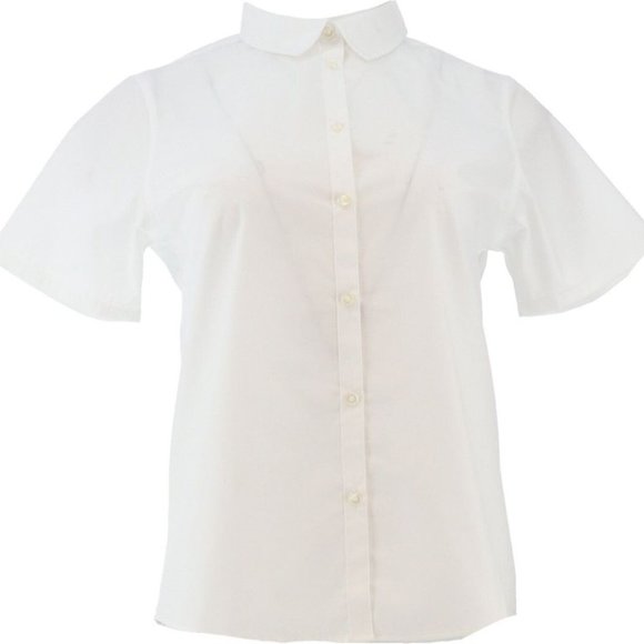 NWT LANDS' END GIRL'S UNIFORM SHORT SLEEVE WOVEN BROADCLOTH TOP WHITE 7, 14, 16 - Picture 1 of 13